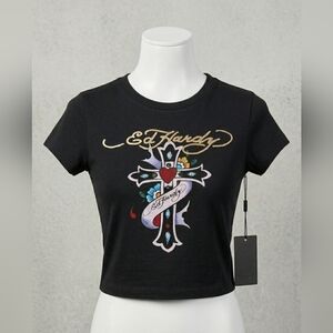 Ed Hardy Y2K Cross Graphic Tee NWT Youth Small Fits 7/8 Girls or XXS/XS Women